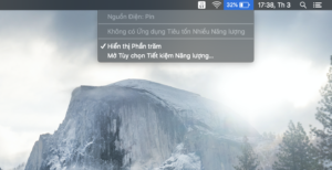 Menu trạng thái pin MacBook