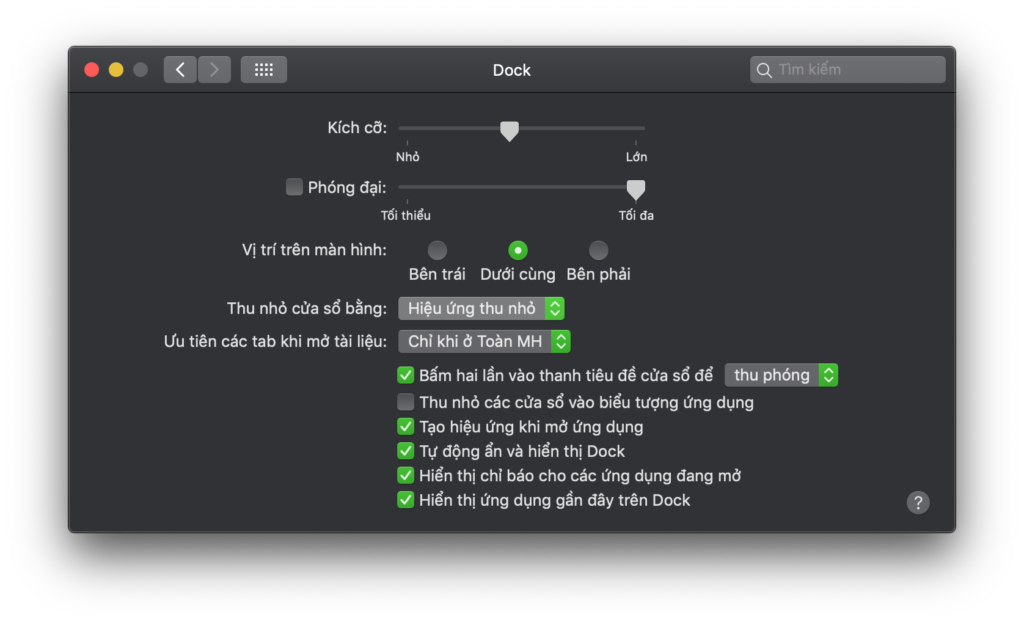 Cài đặt thanh Dock trên MacBook