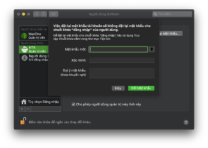Đặt lại mật khẩu người dùng trên macOS