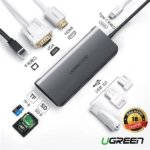 Cáp chuyển Ugreen 9 in 1 Type-C to HDMI/VGA/LAN/USB-C/USB 3.0/SD/TF (40873) - ảnh 1