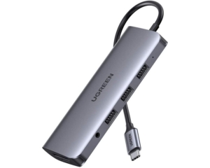 Cáp chuyển Ugreen 10 in 1 Type-C to HDMI/VGA/LAN/USB 3.0/SD/TF/USB-C/jack 3.5mm (80133)