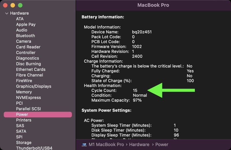 Kiểm tra chu kỳ sạc MacBook 1
