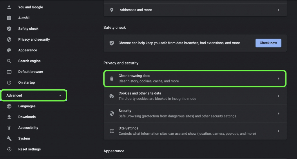 Xoá dữ liệu Cache trên Chrome 2