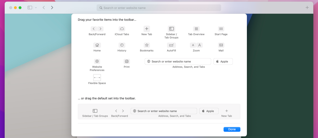 Toolbar Safari