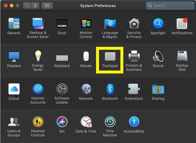 Nhấp chuột phải trên bàn di chuột MacBook 