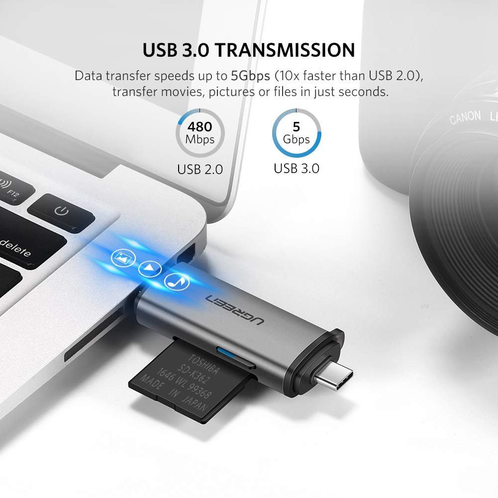 Đầu đọc thẻ SD, TF cổng Type-C, USB 3.0 Ugreen (50706) - ảnh 4