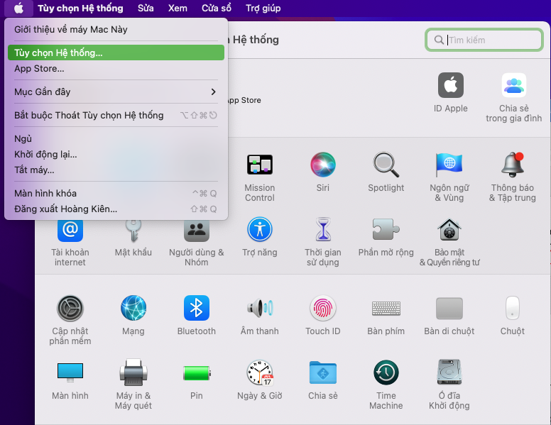 Tuỳ chọn hệ thống trên macOS