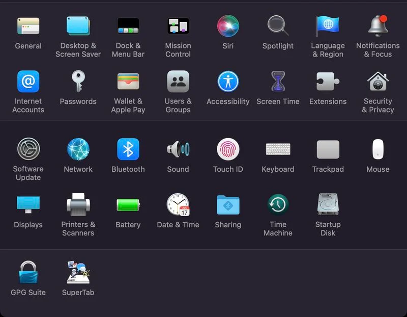 tuỳ chọn hệ thống macOS