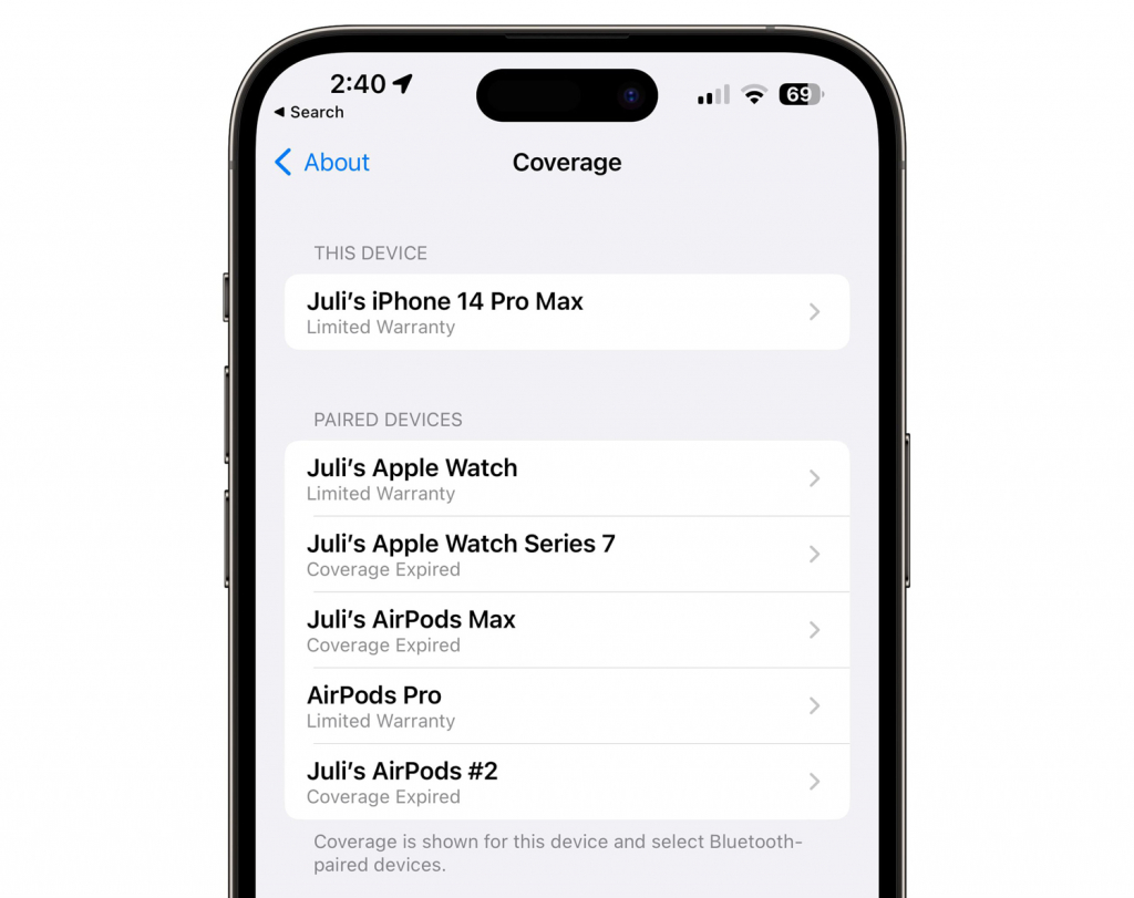 Bên cạnh đó giao diện bảo hành Coverage 