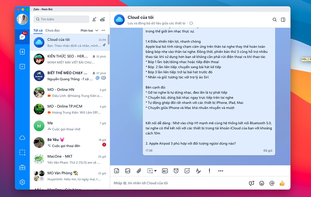 Tính năng Cloud của tôi